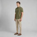Rosdell | Mens Olive Short Sleeve Button Down Shirt