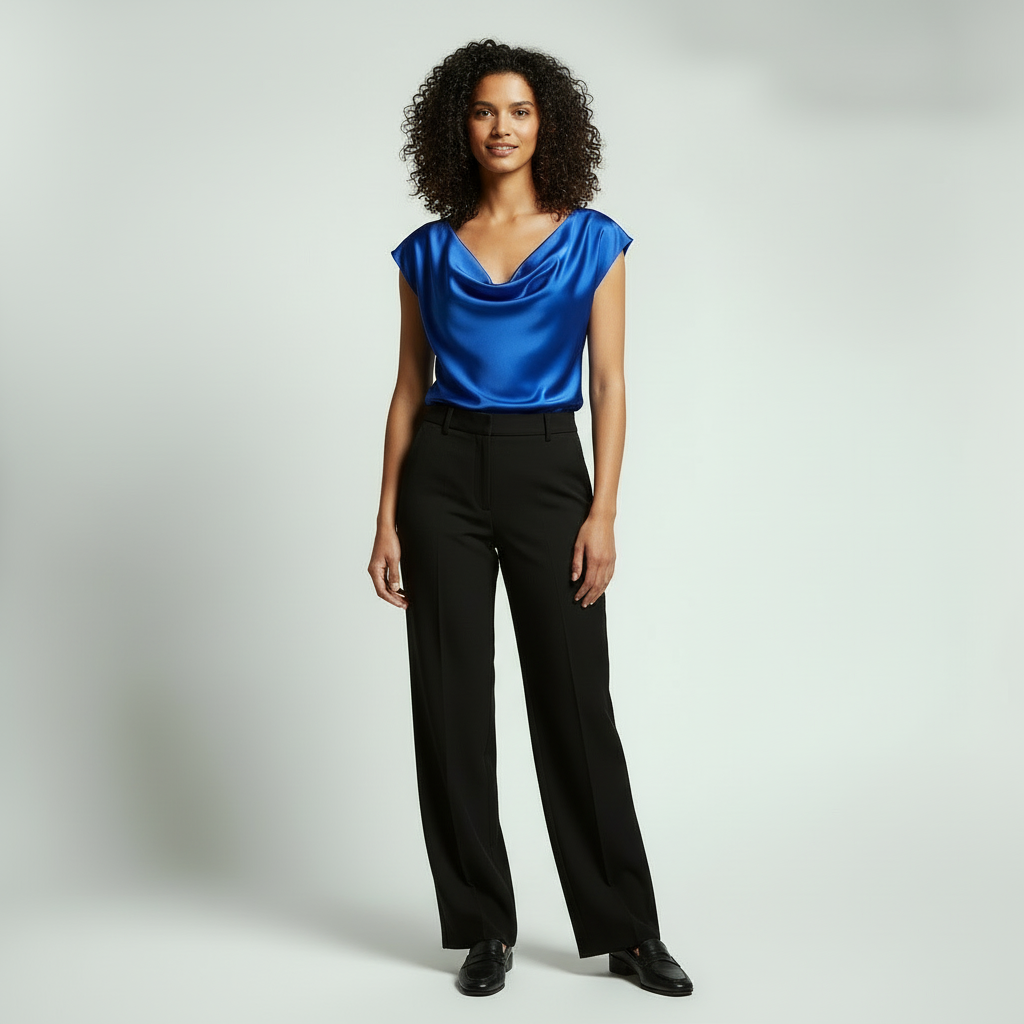 Rosdell | Satin Drape Neck Top